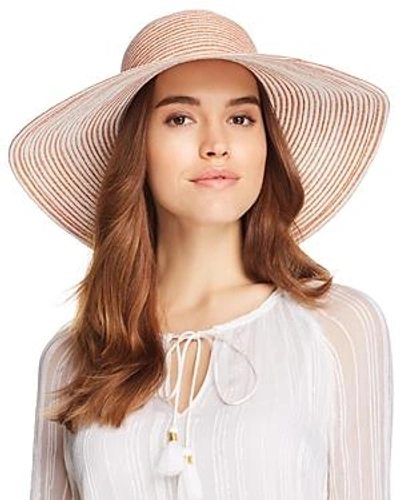 Aqua Two-tone Packable Floppy Hat In Coral