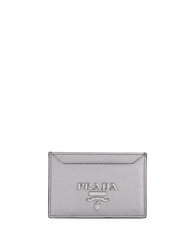 Prada Monochrome Card Case In Silver