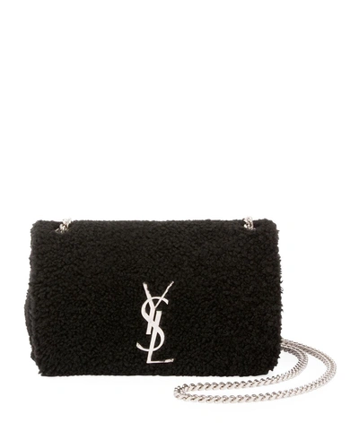 Saint Laurent Kate Monogram Small Shearling Crossbody Bag In Black