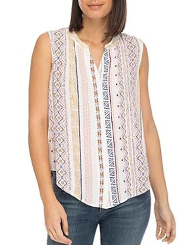 B Collection By Bobeau Fiona Sleeveless Printed Top In Ivory Geo Print