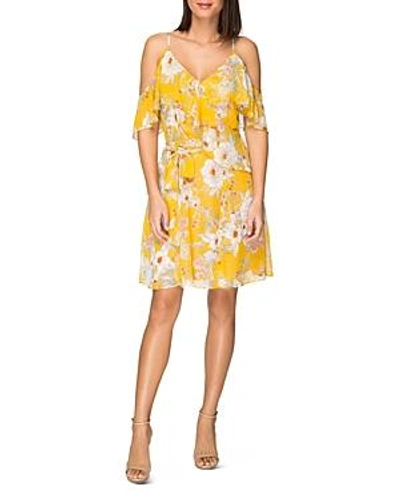 B Collection By Bobeau Stello Cold-shoulder Floral-print Dress In Sunshine Floral