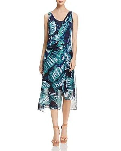 Nic And Zoe Nic+zoe Leaf Impression Asymmetric Dress In Multi