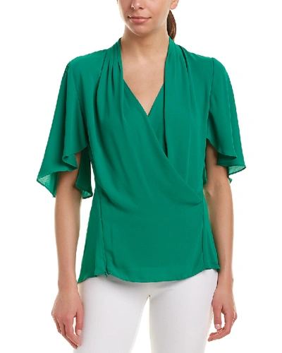 T Tahari Erynne Faux-wrap Blouse In Green