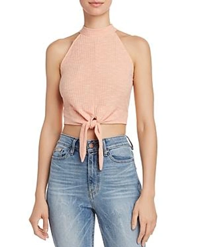 Jack By Bb Dakota Talia Tie-front Cropped Top In Coral Pink