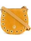 See By Chloé Kriss Mini Eyelet-embellished Textured-leather And Suede Shoulder Bag In Orange