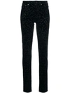 Saint Laurent Mid-rise Skinny Leopard-flock Velvet Jeans In Black