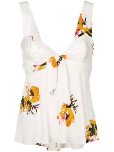 A.l.c Nova Floral Silk Tie-front Top In White