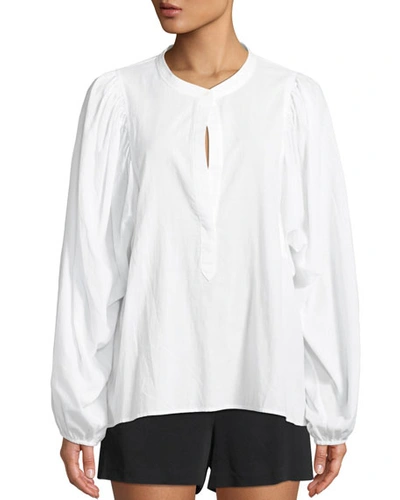 A.l.c Sawyer Blouson-sleeve Poplin Top In White