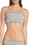 Tory Burch Costa Smocked Bandeau Bikini Top In Wild Ivory Pansy