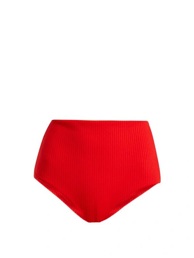 Mara Hoffman Lydia High Waisted Bikini Bottom In Red