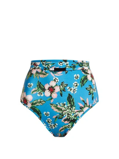 Diane Von Furstenberg High-waist Cheeky Floral-print Swim Bikini Bottoms In Blue