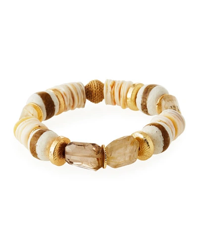 Akola Quartz Striped Glass Bead Bracelet