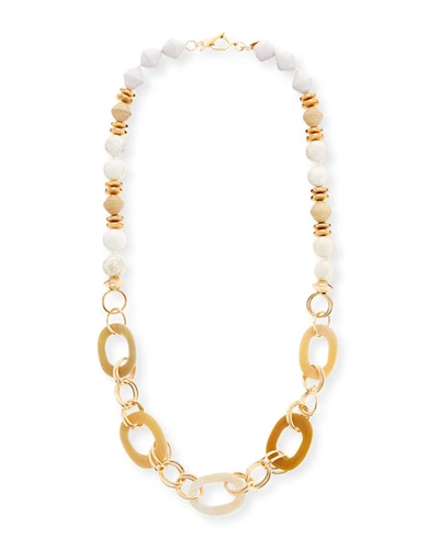 Akola Horn Link & Raffia Chain Necklace