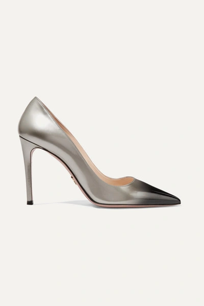 Prada 100 Ombré Patent-leather Pumps In Grey