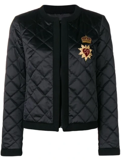 Dolce & Gabbana Diamond Quilted Sacred Heart Jacket In Black