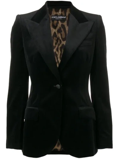 Dolce & Gabbana Peak-lapel One-button Velvet Jacket In Black