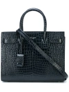 Saint Laurent Sac De Jour Baby Crocodile-embossed Leather Satchel Bag In Blue