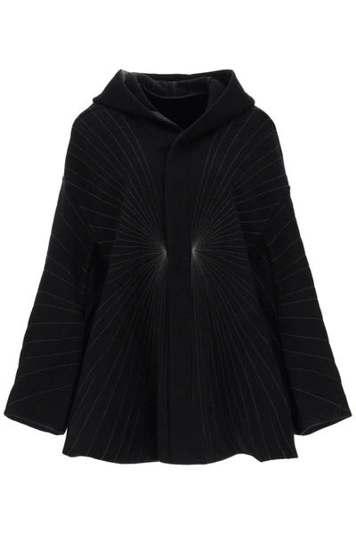 Rick Owens 'peter' Coat With Radiance Embroidery In Black