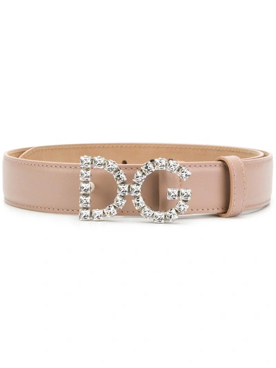 Dolce & Gabbana Dg Crystal Logo Buckle Belt