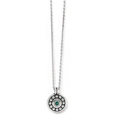 Brighton Pebble Dot Medali Petite Reversible Birthstone Necklace In May Emerald In Multi