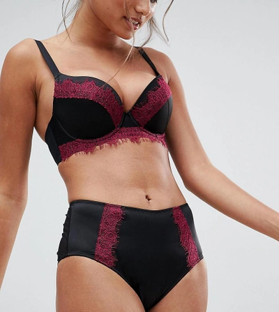 Wolf & Whistle Wine Lace High Waist Brief-red