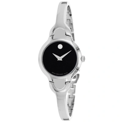 Movado Women's Black Dial Watch In Silver