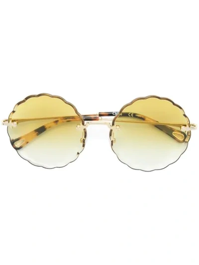 Chloé Round-frame Sunglasses In Yellow & Orange