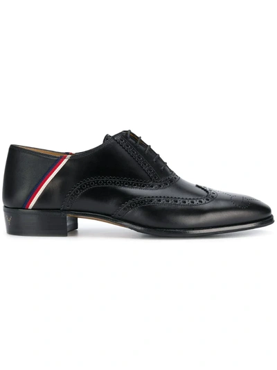 Gucci Leather Brogue Shoe With Sylvie Web In Black