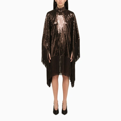 Taller Marmo Chocolate Sequin Dress In Brown