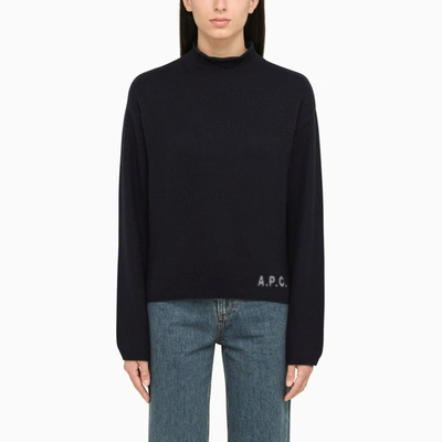 A.p.c. Navy Turtleneck Sweater In Wool