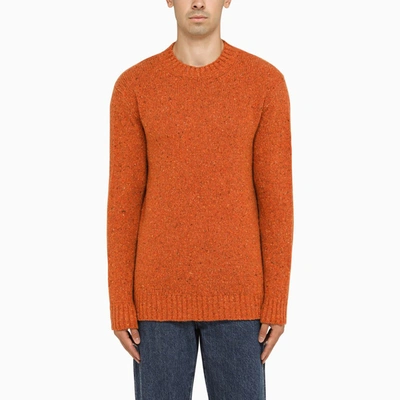 Tagliatore Orange Wool Crew-neck Sweater