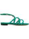 Tabitha Simmons Strappy Side Buckle Sandals - Green