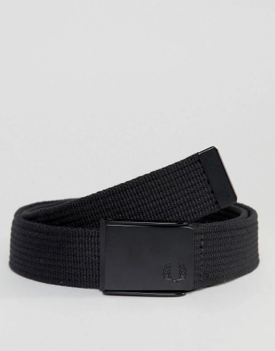 Fred Perry Solid Webbing Belt In Black - Black In Black