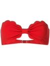 Marysia Strapless Scalloped Trim Bikini Top In Red