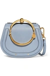 Chloé Nile Bracelet Small Textured-leather And Suede Shoulder Bag In Blue