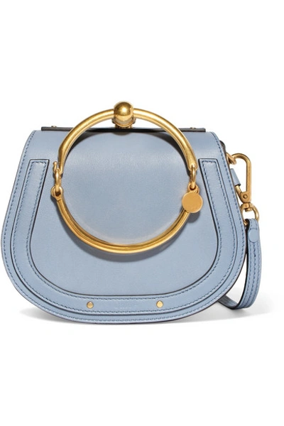 Chloé Nile Bracelet Small Textured-leather And Suede Shoulder Bag In Blue