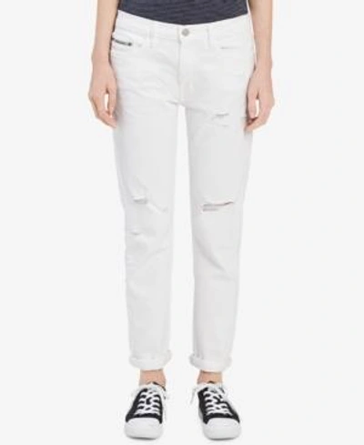 Calvin Klein Jeans Est.1978 Ripped Slim Boyfriend Jeans In Great White Destruction