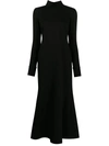 Macgraw High-neck Flared Midi Dress In Black