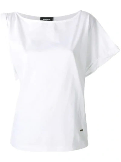 Dsquared2 Asymmetric Sleeve T-shirt In White