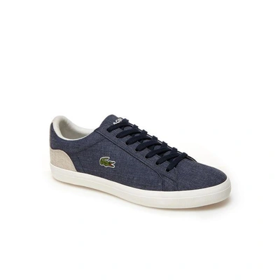 Lacoste Men's Lerond Canvas Trainers In 67f Navy/natural
