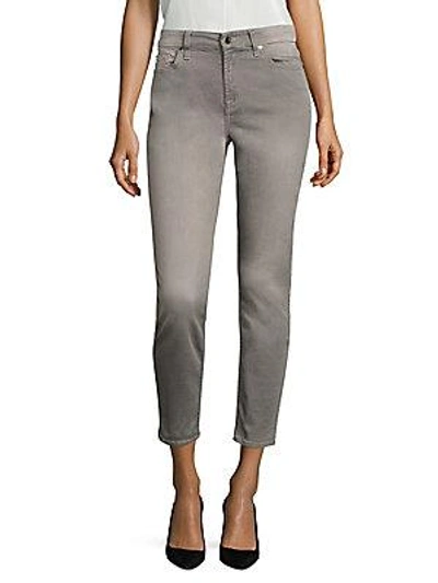 7 For All Mankind Sateen Cropped Skinny Pants In Sateen Grey