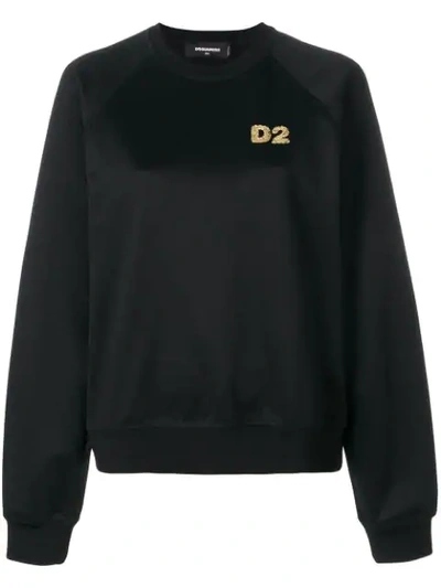 Dsquared2 Sweatshirt Mit Pailletten-logo In Black