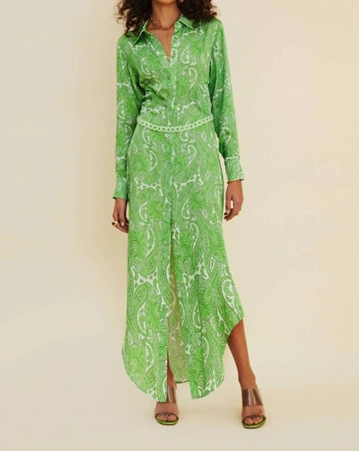 Suboo Orbit Waist Detail Midi Shirt Dress In Neon In Yellow