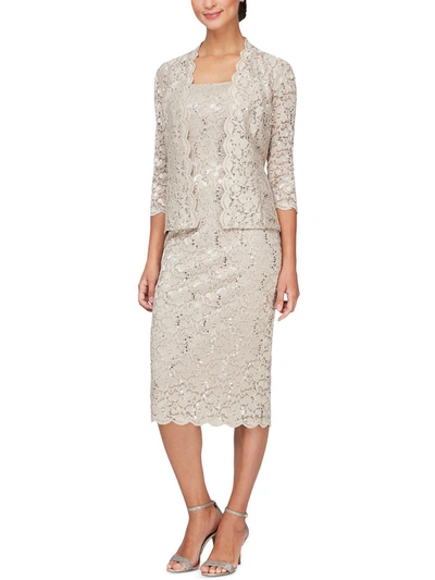 Slny Womens 2pc Lace Midi Dress In White