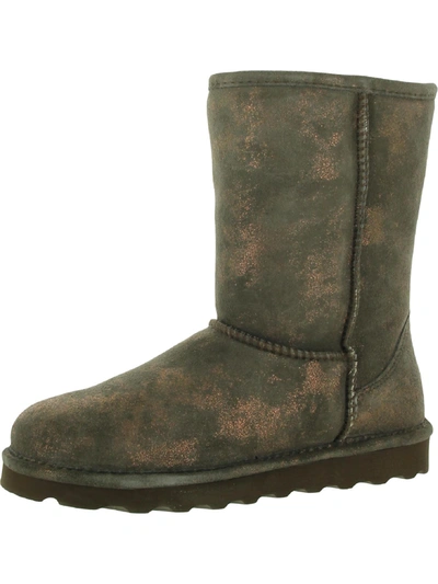 Bearpaw Elle Short Womens Suede Water Resistant Shearling Boots In Multi