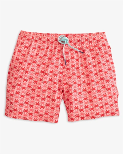 Southern Tide Men's Why So Crabby Printed Swim Trunk In Rose Blush In Multi