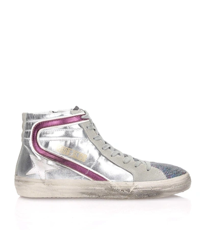 Golden Goose Trainers Slide In Silver