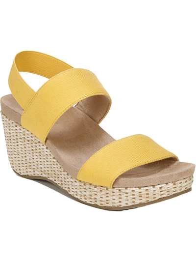 Lifestride Delta Womens Solid Ankle Strap Wedge Sandals In Yellow