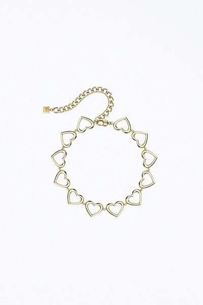 F+h Studios Hardcore Love Heart Choker In Gold