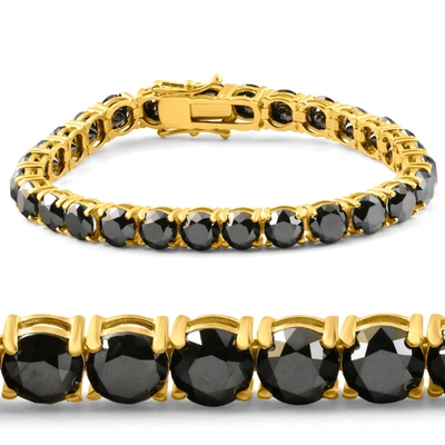 Pompeii3 35ct Black Diamond 14k Yellow Gold Women's Tennis Bracelet 7" In Multi